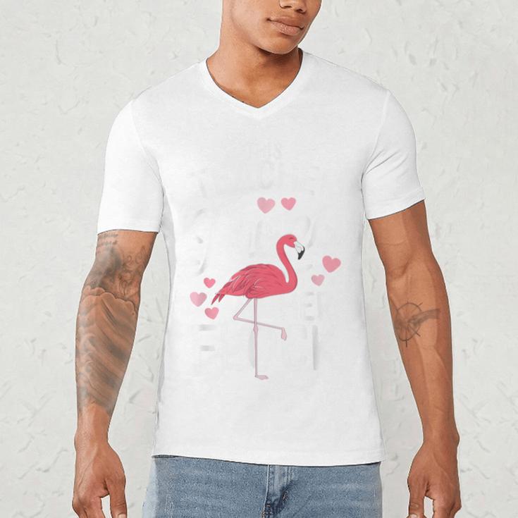 This Teacher Loves Her Flock Flamingo Teacher Class Men's V-Neck T-Shirt, novelty gifts, funny gifts
