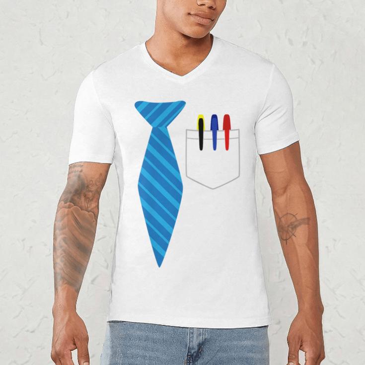 Teacher Tie & Pocket Protector Costume School Men's V-Neck T-Shirt, novelty gifts, funny gifts Teacher Tie & Pocket Protector Costume School Men's V-Neck T-Shirt, novelty gifts, funny gifts