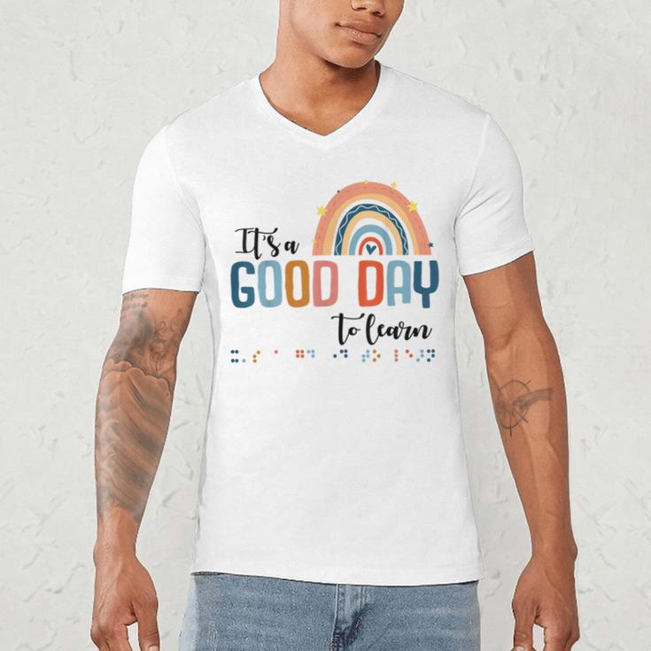 Teacher Of Visually Impaired Braille A Good Day To Learn Men's V-Neck T-Shirt, novelty gifts, funny gifts Teacher Of Visually Impaired Braille A Good Day To Learn Men's V-Neck T-Shirt, novelty gifts, funny gifts
