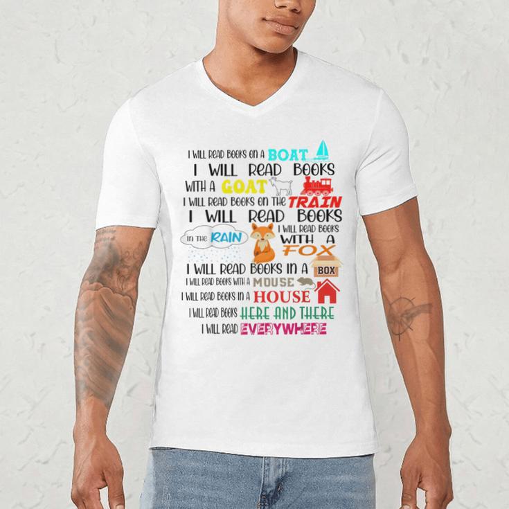 Teacher I Will Read Book On Boat Kids Women Bookworm Men's V-Neck T-Shirt, novelty gifts, funny gifts Teacher I Will Read Book On Boat Kids Women Bookworm Men's V-Neck T-Shirt, novelty gifts, funny gifts