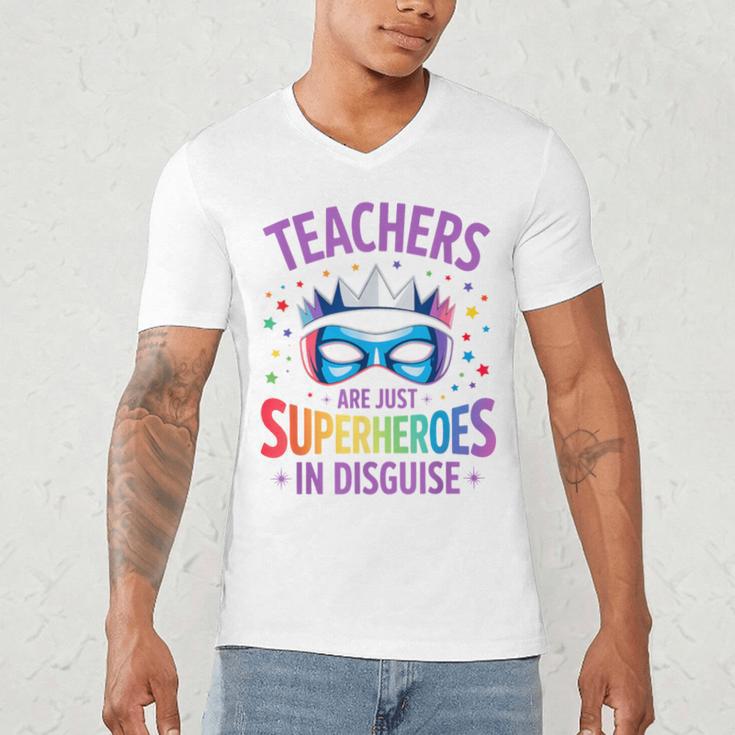 Teachers Are Just Superheroes In Disguise Back To School Men's V-Neck T-Shirt, novelty gifts, funny gifts Teachers Are Just Superheroes In Disguise Back To School Men's V-Neck T-Shirt, novelty gifts, funny gifts