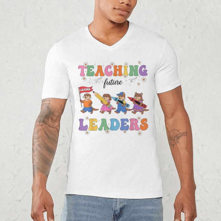 Teaching Future Leaders Otter Back To School Teacher Men's V-Neck T-Shirt, novelty gifts, funny gifts