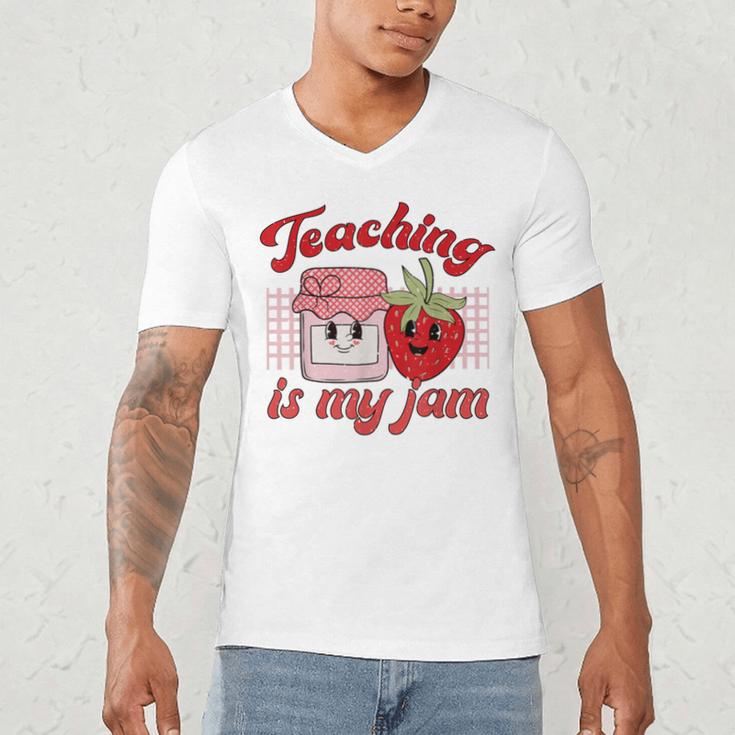 Teaching Is My Jam Cute Strawberry For Women Teachers Men's V-Neck T-Shirt, novelty gifts, funny gifts Teaching Is My Jam Cute Strawberry For Women Teachers Men's V-Neck T-Shirt, novelty gifts, funny gifts
