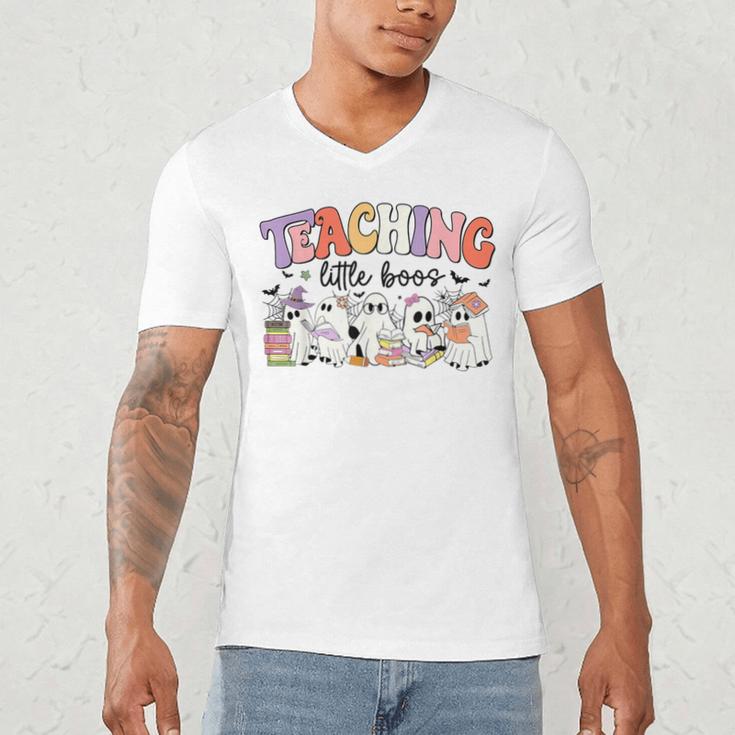 Teaching My Little Boos Teacher Ghost Teacher Halloween For Men Women Kids Men's V-Neck T-Shirt, novelty gifts, funny gifts