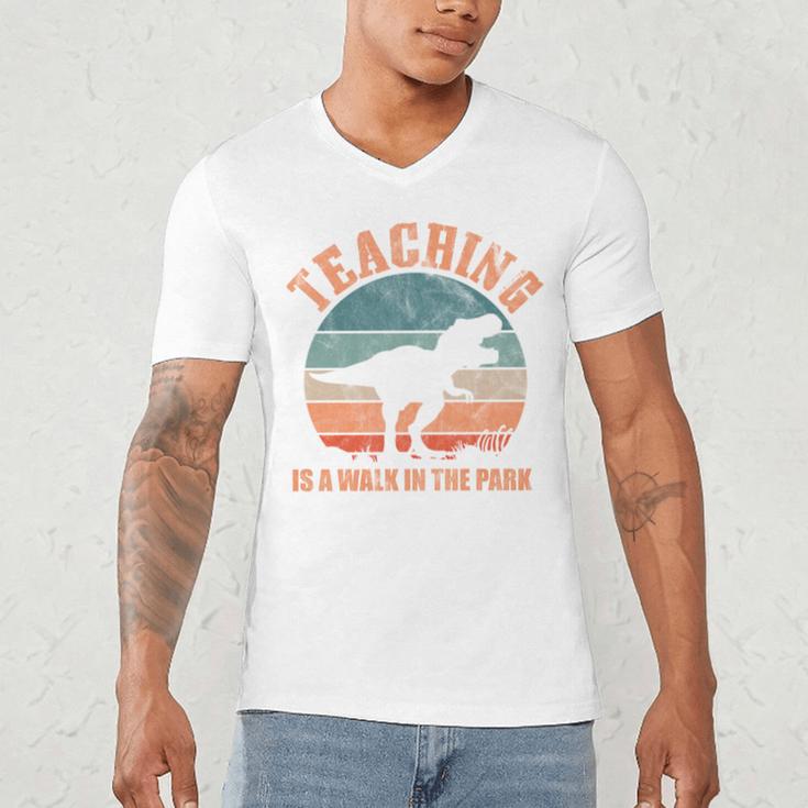 Teaching Is A Walk In The Park Teacher T-Rex Retro Men's V-Neck T-Shirt, novelty gifts, funny gifts Teaching Is A Walk In The Park Teacher T-Rex Retro Men's V-Neck T-Shirt, novelty gifts, funny gifts