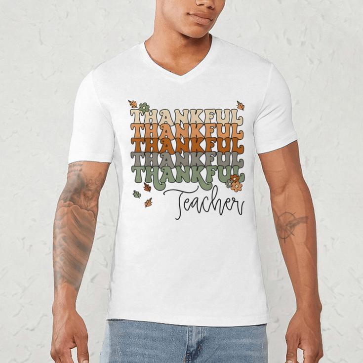 Thankful Teacher Thanksgiving Fall Pumpkin Turkey Men's V-Neck T-Shirt, novelty gifts, funny gifts Thankful Teacher Thanksgiving Fall Pumpkin Turkey Men's V-Neck T-Shirt, novelty gifts, funny gifts