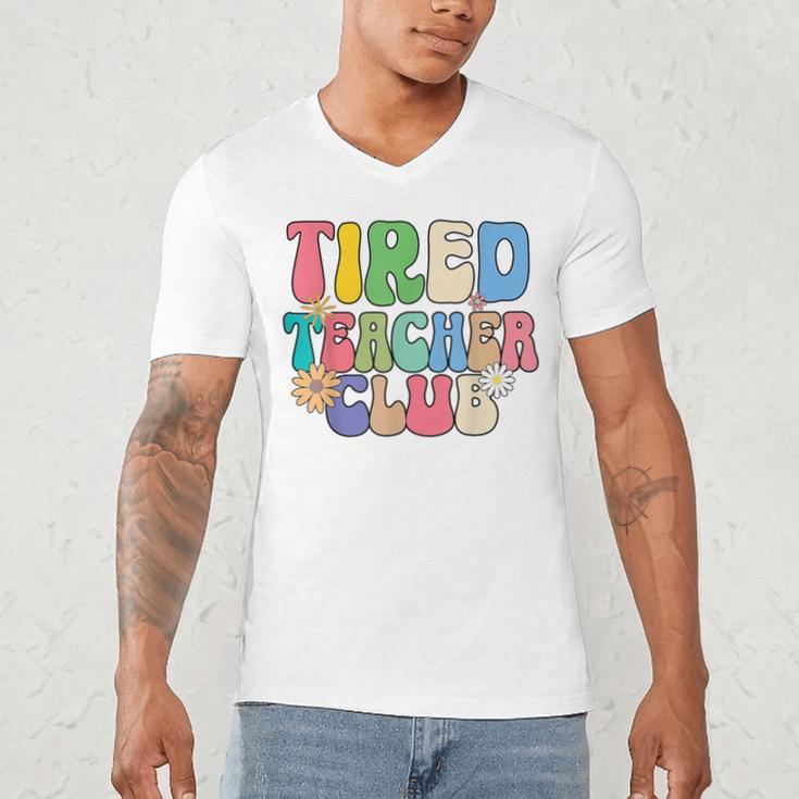 Tired Teachers Club Groovy Teachers Back To School Men's V-Neck T-Shirt, novelty gifts, funny gifts Tired Teachers Club Groovy Teachers Back To School Men's V-Neck T-Shirt, novelty gifts, funny gifts