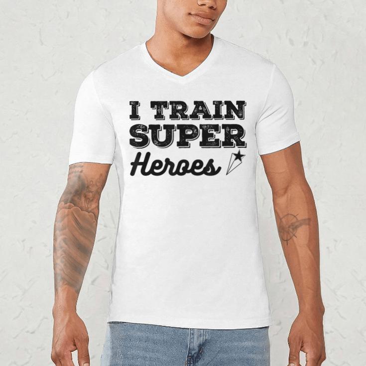 I Train Superheroes For Teacher Coach Men Women Men's V-Neck T-Shirt, novelty gifts, funny gifts