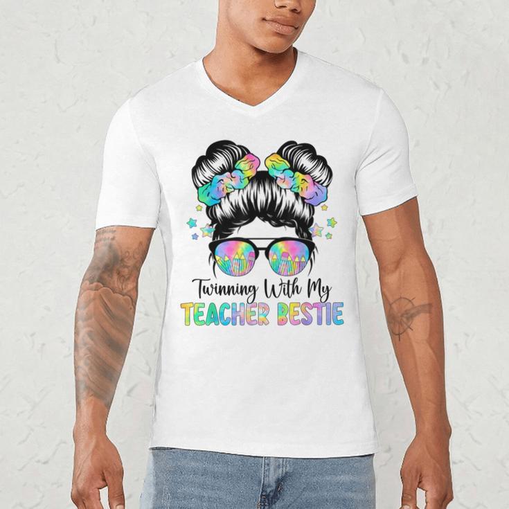 Twin Day Friends Teacher Twinning With My Bestie Men's V-Neck T-Shirt, novelty gifts, funny gifts Twin Day Friends Teacher Twinning With My Bestie Men's V-Neck T-Shirt, novelty gifts, funny gifts