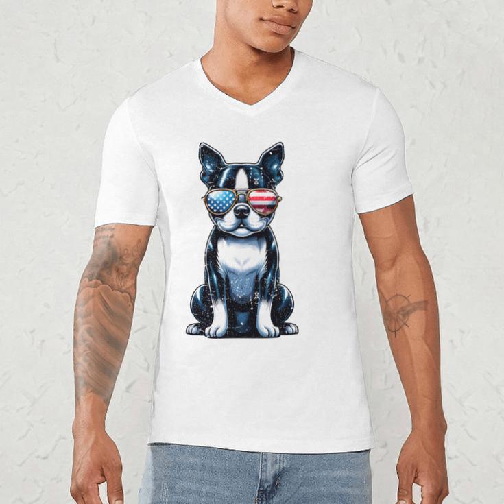 USA Flag Boston Terrier Best Dog Mom Ever 2025 Men's V-Neck T-Shirt, novelty gifts, funny gifts