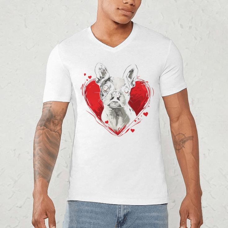 Valentine's Day Boston Terrier Dog Men's V-Neck T-Shirt, novelty gifts, funny gifts