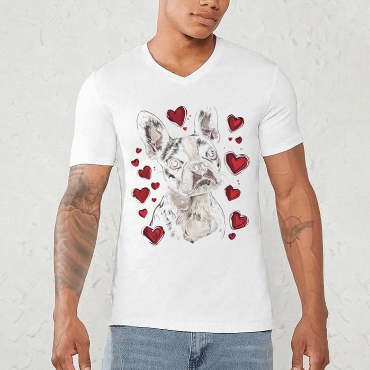 Valentine's Day Boston Terrier Men's V-Neck T-Shirt, novelty gifts, funny gifts