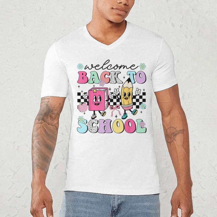 Welcome Back To School 2024 Teachers Students First Day Men's V-Neck T-Shirt, novelty gifts, funny gifts Welcome Back To School 2024 Teachers Students First Day Men's V-Neck T-Shirt, novelty gifts, funny gifts