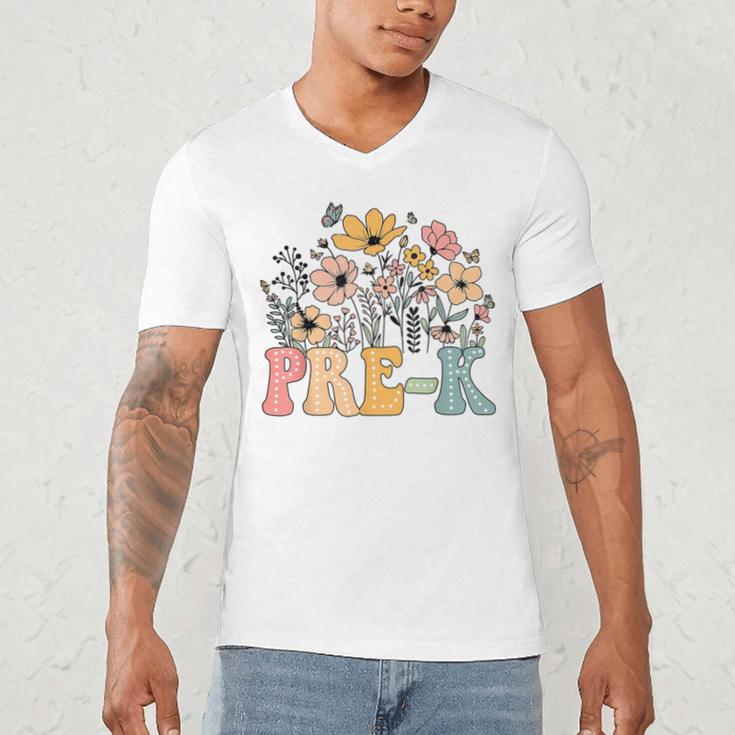 Wildflower Pre-K Preschool Team Floral Teacher Girls Men's V-Neck T-Shirt, novelty gifts, funny gifts