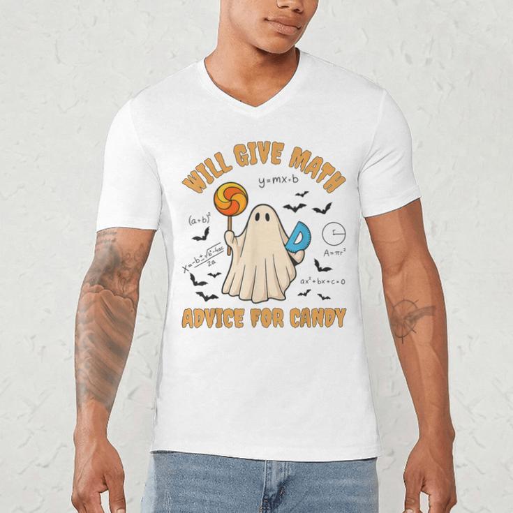 Will Give Math Advice For Candy Math Ghost Teacher Halloween Men's V-Neck T-Shirt, novelty gifts, funny gifts