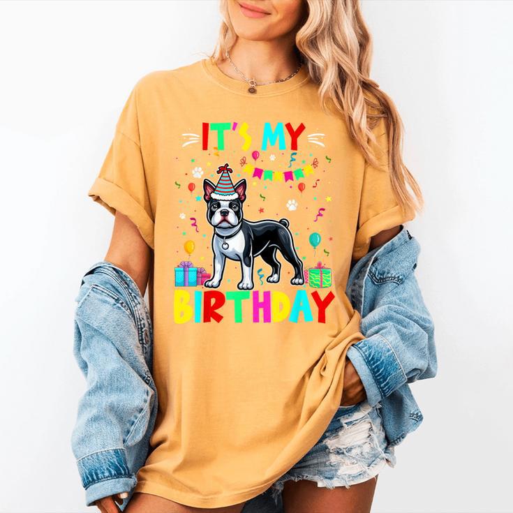 My Birthday Colorful Costume Boston Terrier Party Women's Comfort Colors T-Shirt