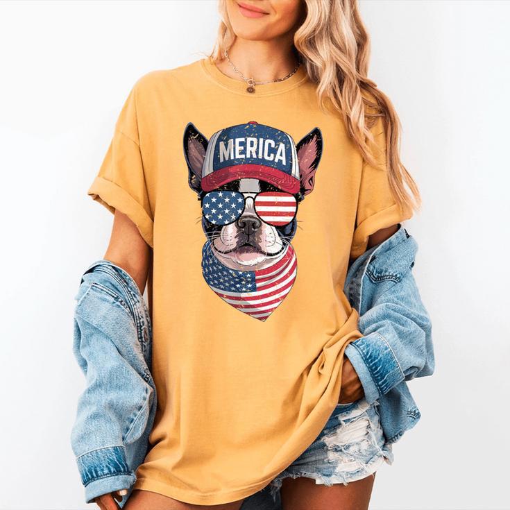 Boston Terrier 4th Of July US Merica Bostie Dog Patriotic For Men Women Kids Women's Comfort Colors T-Shirt