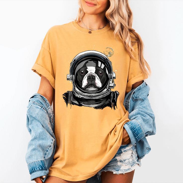 Boston Terrier Astronaut Shirt Spaceman Dog Space Lover Women's Comfort Colors T-Shirt