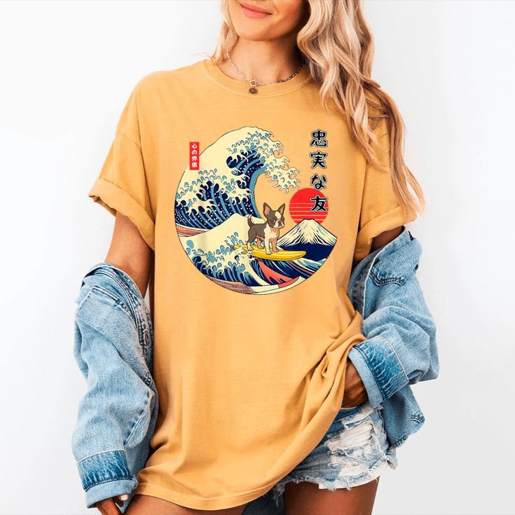 Boston Terrier Japanese Kanagawa Wave Surf Loyal Dog Men Women Kids Women's Comfort Colors T-Shirt