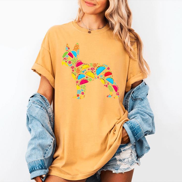 Boston Terrier Tacos Mexican Cinco De Mayo Taco Women's Comfort Colors T-Shirt