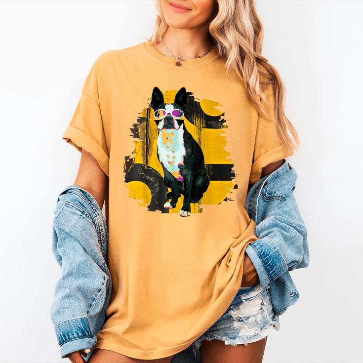 Boston Terrier s Mid-Century Modern Art s Street Grunge Women's Comfort Colors T-Shirt