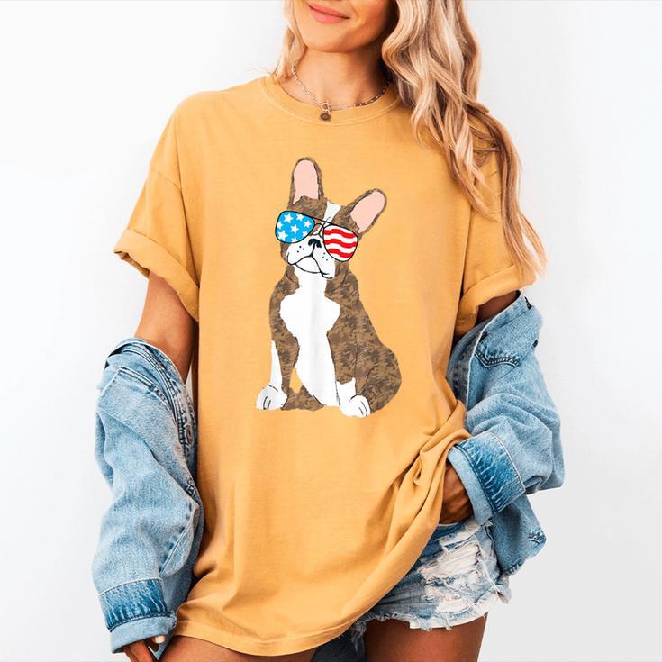 Brindle Boston Terrier Dog Patriotic Shirt USA Flag Women's Comfort Colors T-Shirt