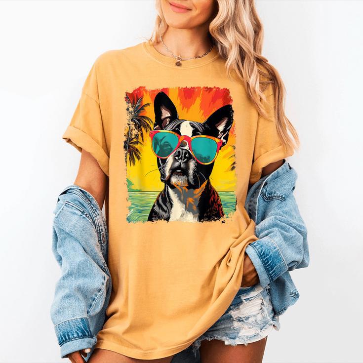 Dog Boston Terrier Hawaiian Women's Comfort Colors T-Shirt
