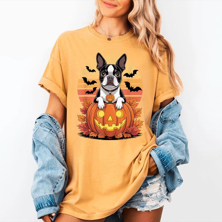 Halloween Retro Boston Terrier Women's Comfort Colors T-Shirt