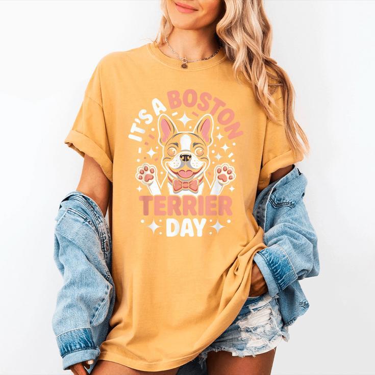 It’s A Boston Terrier Day Pet Cute Dog Lover Cartoon Women's Comfort Colors T-Shirt
