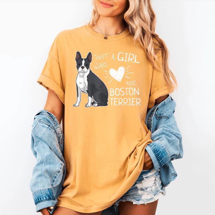 Just A Girl Who Loves Her Boston Terrier Puppy Love Women's Comfort Colors T-Shirt