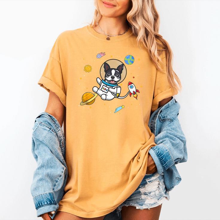 Kawaii Kids & Boys Astronaut Space Boston Terrier Dog Lover Women's Comfort Colors T-Shirt