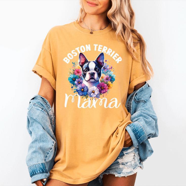 Watercolor Floral Boston Terrier Mama Dog Lover Mother's Day For Men Women Girls Kids Women's Comfort Colors T-Shirt