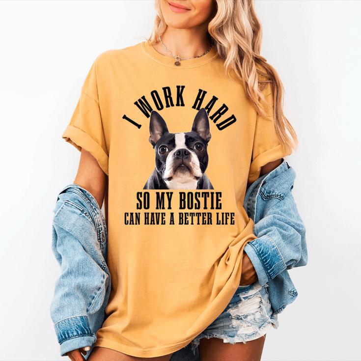 Bostie Mama Dog Dad Boston Terrier For Men Women Women's Comfort Colors T-Shirt