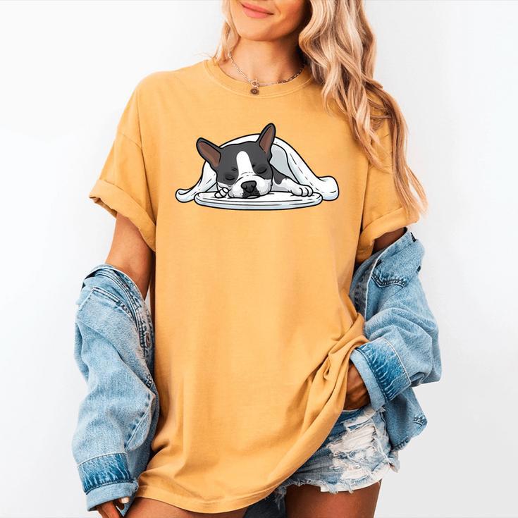 Boston Terrier Dog Official Sleeping Men Women Girls Kids Women's Comfort Colors T-Shirt