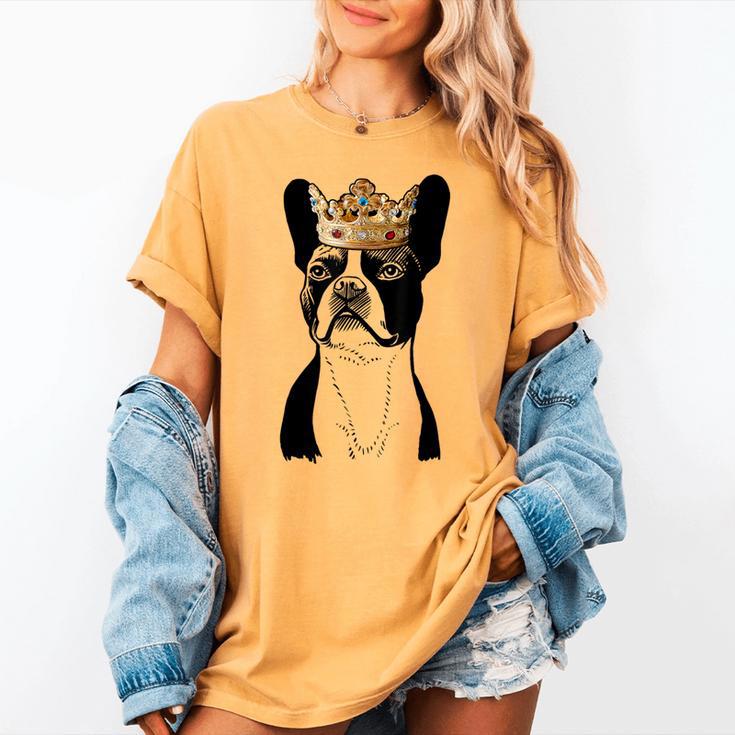 Boston Terrier Dog Wearing Crown For Men Women Girls Kids Women's Comfort Colors T-Shirt