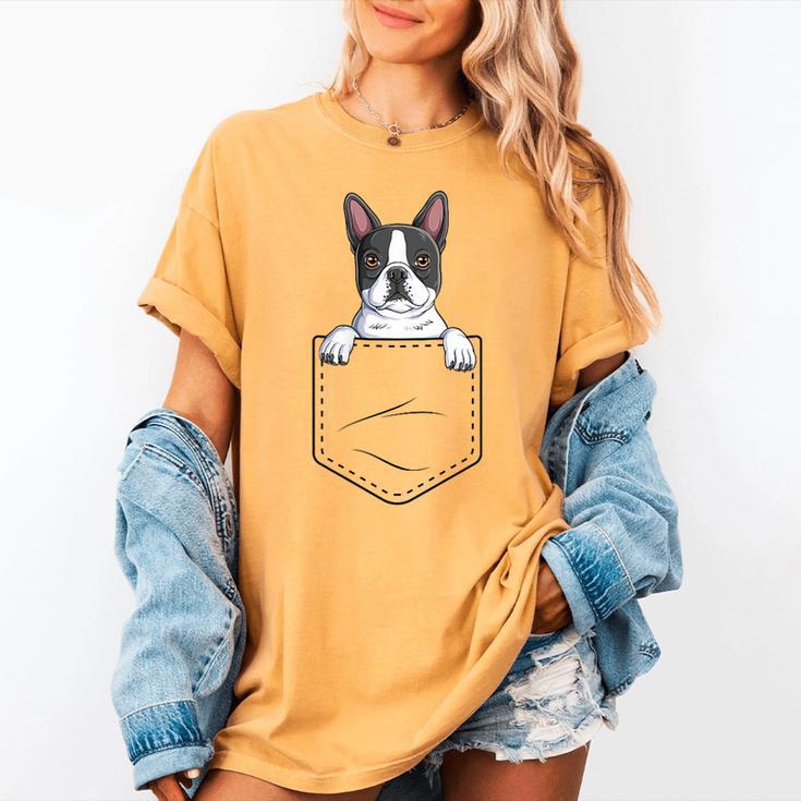 Boston Terrier In The Pocket Cute Boston Terrier Dog Lovers Men Women Girls Kids Women's Comfort Colors T-Shirt