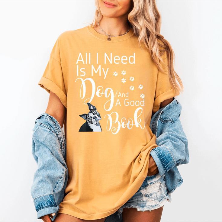 Boston Terrier Reading Books Love My Dog Men Women Kids T-Shirt Women's Comfort Colors T-Shirt