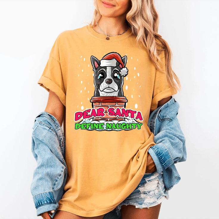 Boston Terrier Santa Claus Christmas Dog Women's Comfort Colors T-Shirt
