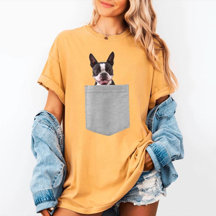 Dog In Your Pocket Boston Terrier For Men Women Girls Kids Women's Comfort Colors T-Shirt
