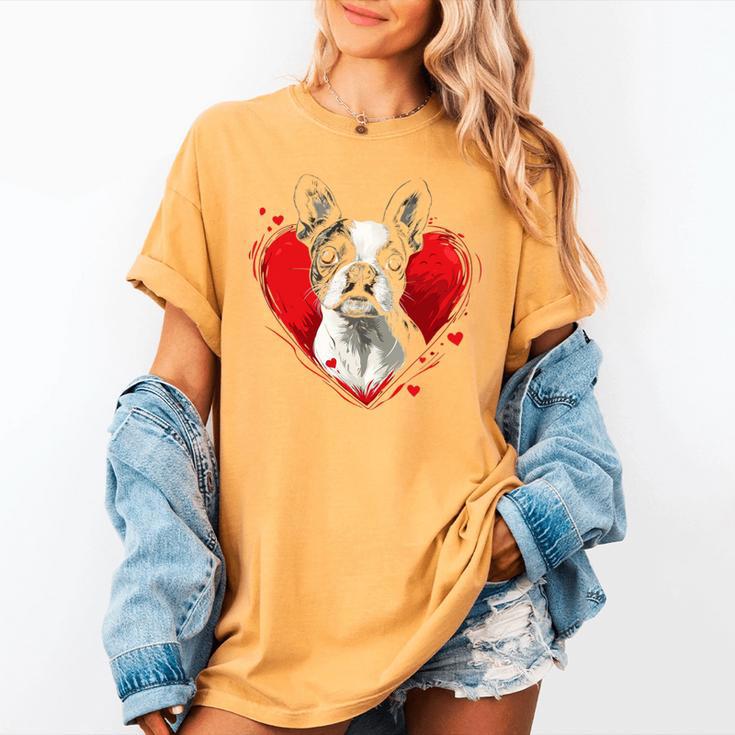 Valentine's Day Boston Terrier Dog Women's Comfort Colors T-Shirt