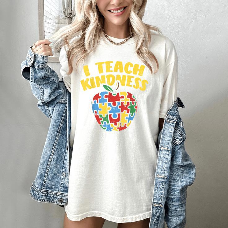 Autism Teacher Shirt I Teach Kindness Apple Puzzle Awareness Women's Comfort Colors T-Shirt