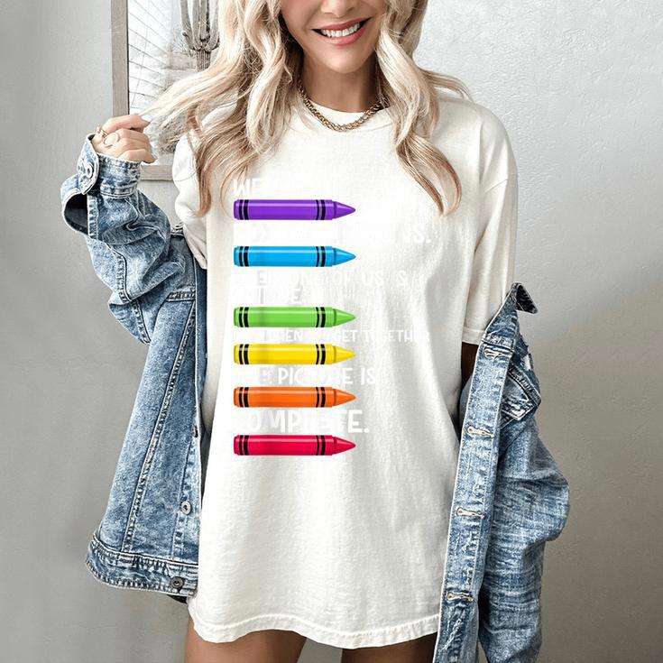Back To School Teacher We Are Like A Box Of Crayons Women's Comfort Colors T-Shirt
