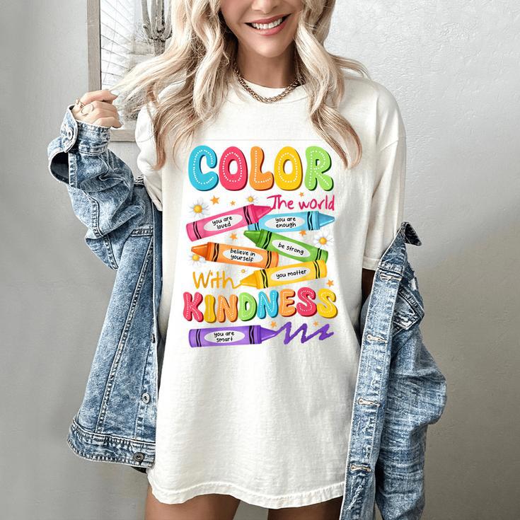 Color The World With Kindness Teachers Back To School Women's Comfort Colors T-Shirt
