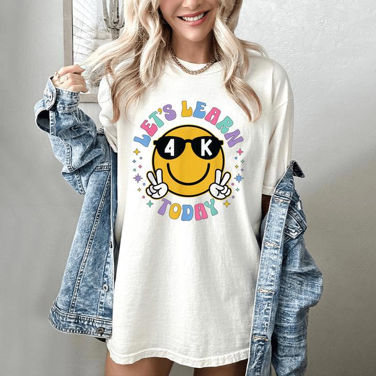 Lets Learn Today Shirt Smile Face 4K Teacher Back To School Women's Comfort Colors T-Shirt