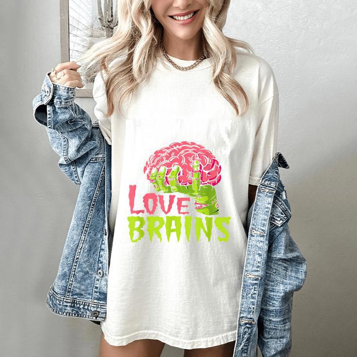 Math Teachers Love Brains Zombie Teacher School Halloween Women's Comfort Colors T-Shirt