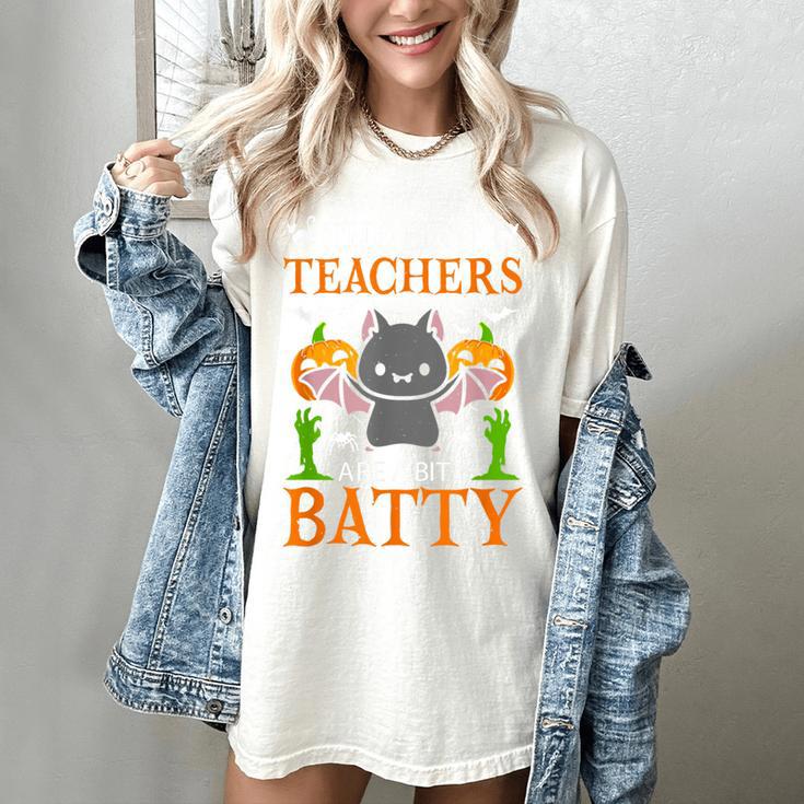 School Teacher A Bit Batty Teaching Bat Halloween Costume Women's Comfort Colors T-Shirt