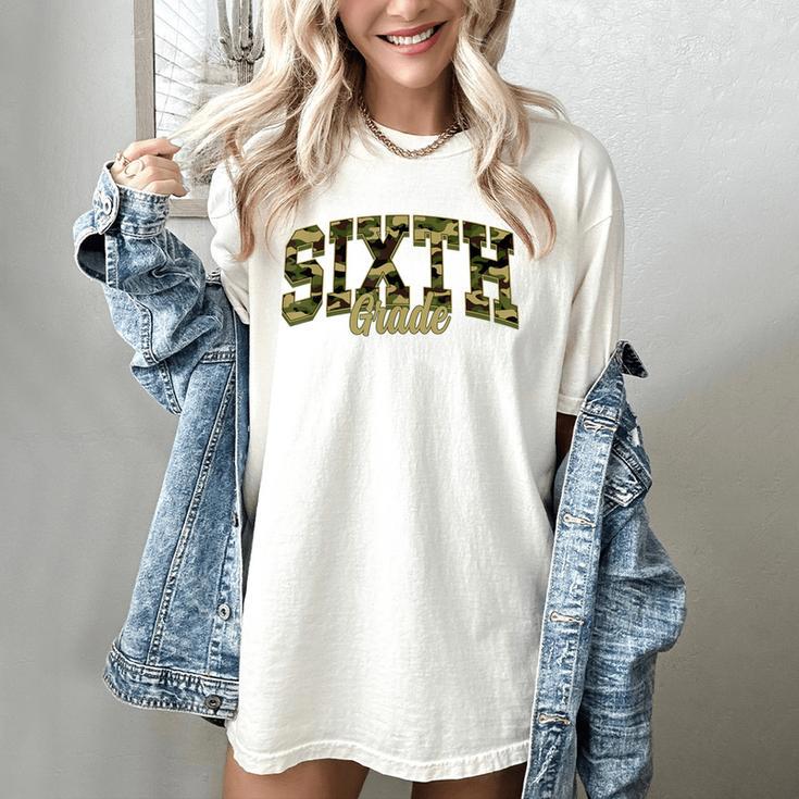 Sixth Grade Teacher Student Camouflage Back To School Women's Comfort Colors T-Shirt