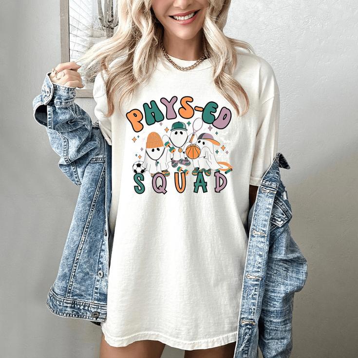 Spooky Ghost PE Teacher Squad Physical Education Halloween Women's Comfort Colors T-Shirt
