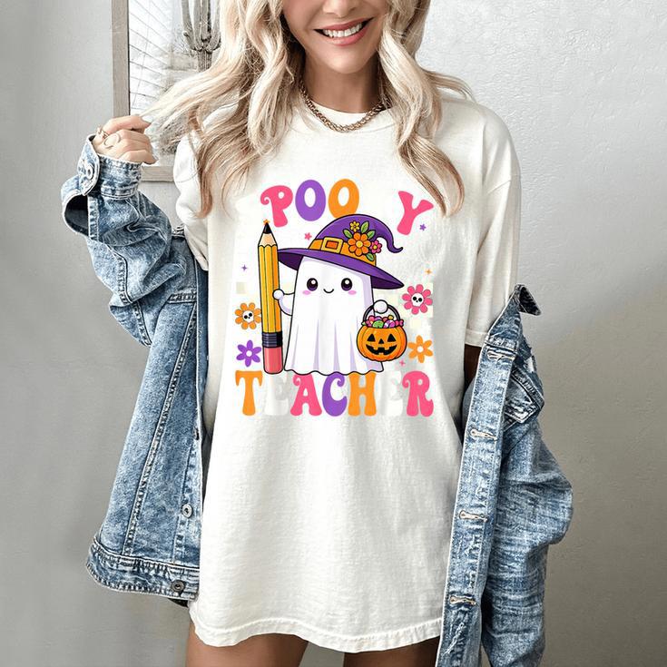 Spooky Teacher Ghost Pencil Teach Halloween Teacher Women's Comfort Colors T-Shirt