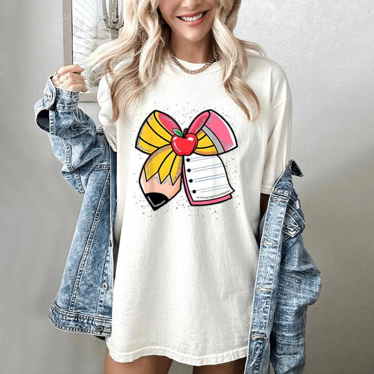 Student Teacher Coquette Bow Pencil Back To School First Day Women's Comfort Colors T-Shirt